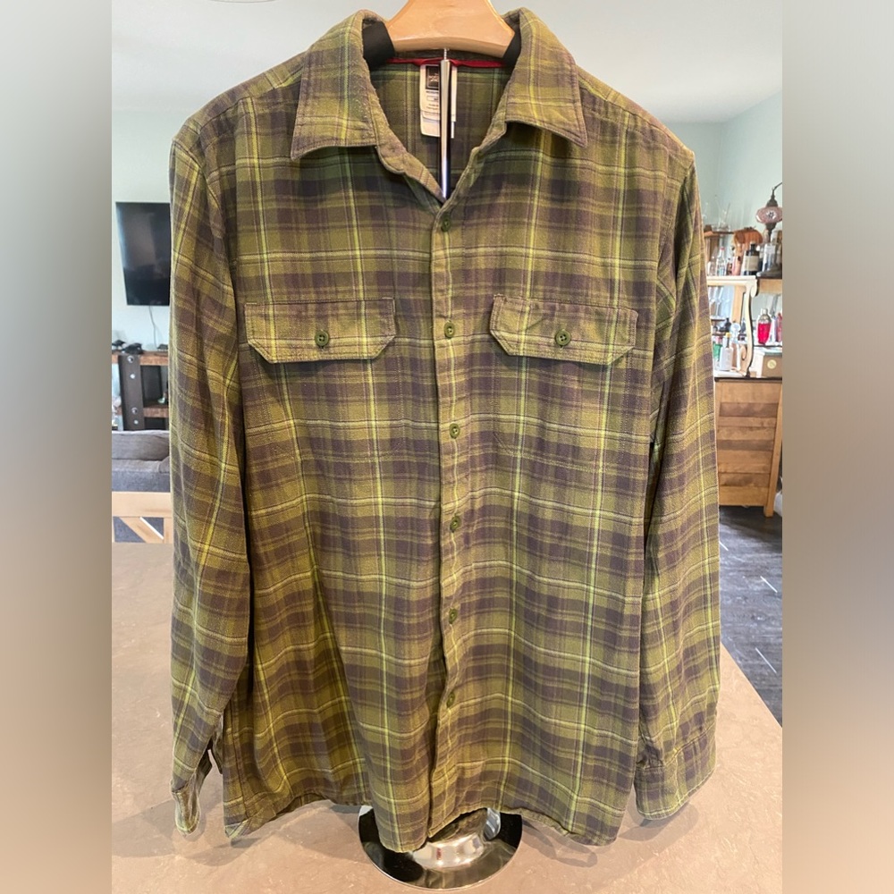 The North Face Tekware Flannel Shirt Men’s Size M Green Flannel Pockets
